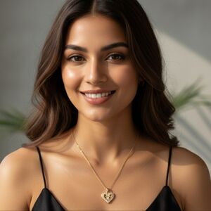 Gold and CZ Heart Necklace